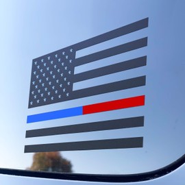 THE WAVY FLAG Thin Blue Red Line US Flag Decal Police Fire Fighter Support Sticker for Cars and Trucks