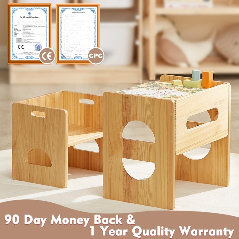 FUNLIO Height Adjustable Montessori Table and Chair Set for Age
