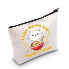 JNIAP Cat Ramen Gift I Like Ramen And Maybe 3 People Cosmetic Bag Japanese Noodle Lover Gift (I Like Ramen Bag)