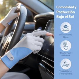 Guantes De Protección Solar Mujer 3 Pares, UV Transpirables con Pantalla Táctil y Antideslizante, Diseño con Apertura De Dedos, para Conducir Deporte Exterior