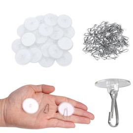 100PCS Command Ceiling Hooks - Transparent Self-Adhesive Waterproof & Removable Sticky Hooks for Kitchen, Bathroom, and Home Organization, 3CM (1.18 Inch)