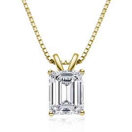 AINUOSHI Moissanite Pendant Necklace for Women Sterling Silver Emerald Cut Anniversary Birthday Gifts for Her Hypoallergenic(yellow)