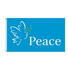 The Dove of Peace Flag 2x3FT, Love Peace Polyester Flags, Double Stitched Flags with Brass Grommets and Stronger Header. (2X3)