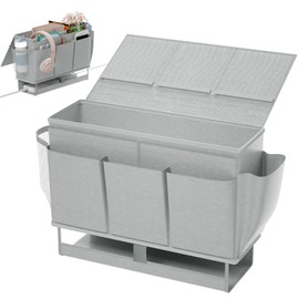 Frjjthchy Bedside Caddy, Bed Organizer with 11 Pockets and Power Strip Holder,Versatile Bedside Storage Caddy for Home,Dorm,Bunk,Hospital,Crib Bed (Grey)