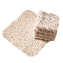 von Ocker und Rot | Bio-Baumwollfrottee-Waschlappen creme im Set (5 Stk.) | waschbar, wiederverwendbar