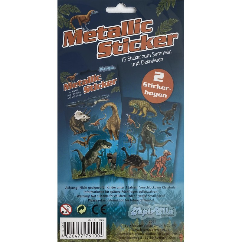 15 Metallic Stickers * DINOS & T-REX * for Crafts