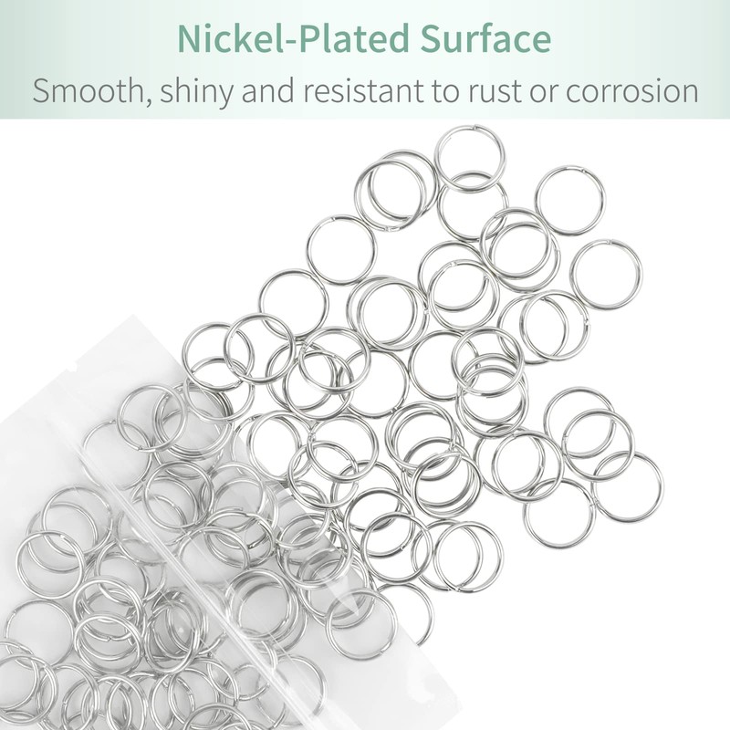 Uniclife 100 Pack 15mm Mini Split Jump Ring with Double
