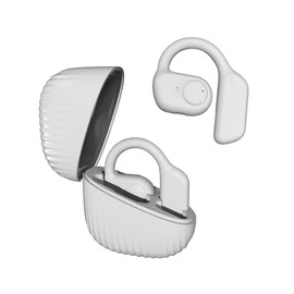HDKKE Open Ear Headphones Wireless Earbuds 45Hrs Battery Life Bluetooth 5.3 Headphones Premium Stereo Sound Open Ear Earbuds with Earhooks Workout Headphones (White)