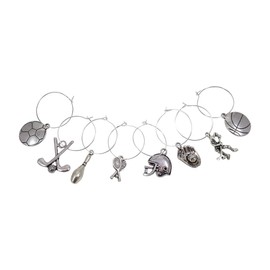 Palm City Products Sports Themed Wine Charms - 8 Piece Wine Charm Set - Great Gift for Sports Fans