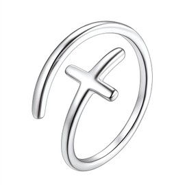 Suplight Women's Cross Ring, Popular, 925 Silver, One Size, Simple Accessory, Sterling Silver