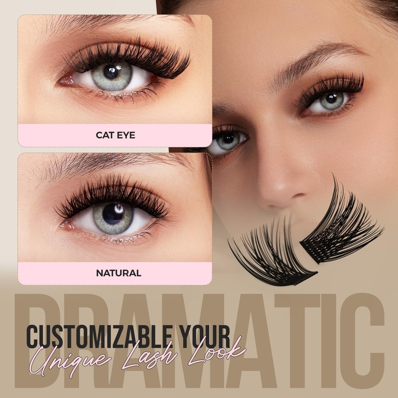 LASHVIEW Lash-Extension-Clusters 336pcs D Curl Lash Clusters Natural Look Cluster
