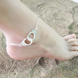Shegirl Handcuffs Ankle Bracelet Fashion Gold Anklet Chain Charm Foot Jewelry Summer Beach for Women (Silver)