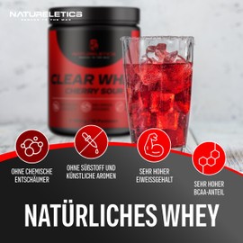 Natureletics Clear Whey, Cherry Sour, No Chemical Defoamer, No Sweeteners, No Artificial Flavours, 500 g, 16 Servings
