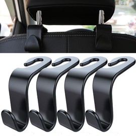 Auto Kopfstützen Haken, Universal Autositz Rückenlehnen Haken, Auto Rücksitz Kopfstütze Halter Schwarz （4 Stück） (Pure Black)