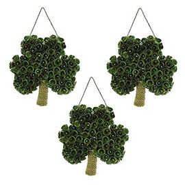 Fun Express Shamrock-Shaped Wreaths - Festive St. Patrick’s Day Home Decor for Doors Walls and Mantels - Ideal for Parties Celebrations and Seasonal Decorating Vibrant Green Color - 3 Pieces