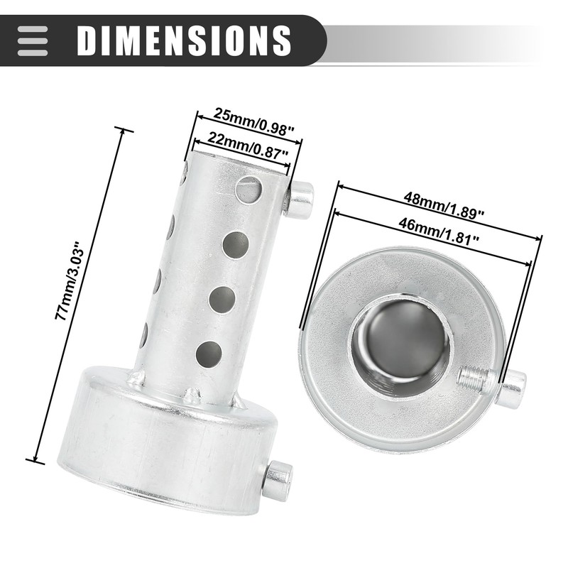 Motoforti Universal Motorcycle Exhaust Pipe Baffle, 48mm, Silver Tone