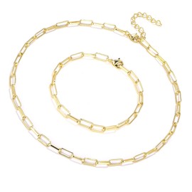 ALEXCRAFT Link Chain Stainless Steel Long Hammer Flat Chain Anchor Chain Gold Necklace with Adjustable Hook Clasp for DIY Jewellery Making, Stainless steel, brass