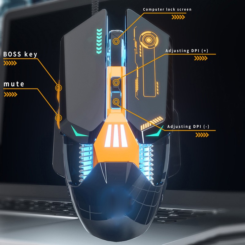 Wired Mouse Ergonomic RGB Backlit Adjustable DPI 7 Programmable Keys