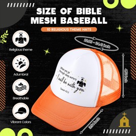 Shyyween 10 Pcs Christian Trucker Hats Jesus Hats for Men Women Bible Cap Christian Religious Mesh Back Bulk Gifts Jesus Baseball Cap Religious Church Gifts