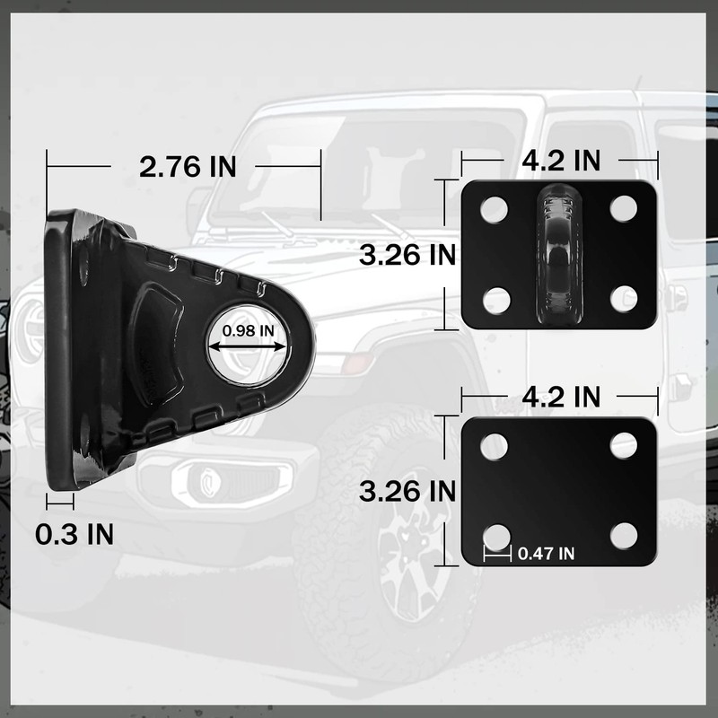 DING.PAI 2 Pack Shackles Mount, D-Ring Shackle Bracket with Backer