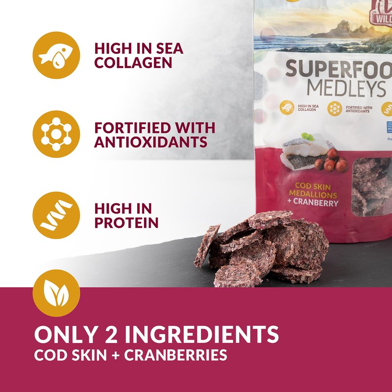 Wild Eats Cod Skins Dog Treat Superfood Medallions 3oz -