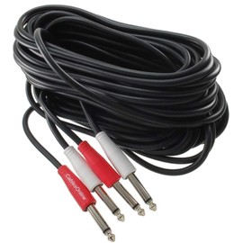 CablesOnline, 25ft Dual 1/4" Mono TS Male to Male Shielded Instrument Pro Audio Cable, A6-A625B