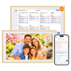 15.6” Smart Family Calendar & Chore Chart with Touchscreen – Wall Mounted Digital Planner for Home, to-Do Lists, Meal Planning & Kids Task Organizer, WiFi Digital Photo Frame for Moms