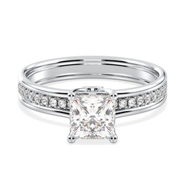 Certified 1.3 Carat Moissanite Ring for Women, Princess Cut D Color Solitaire Engagement Ring, 925 Sterling Silver, 18K Gold Rhodium Plated, Promise, Wedding, Anniversary, Birthday, Christmas Gift - 6.5 Inch