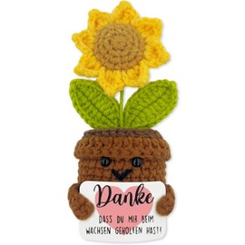 boluoboluomi Pocket Hug Positive Sunflower, Thank You Gifts, Positive Sunflower Lucky Charm, Knitted Sunflower Gifts for Friends, Colleagues and Family, Thank You for the Gift