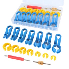 BWBWND 16PCS AC Fuel Line Disconnect Removal Tool Set, 1/4 5/16 3/8 1/2 5/8 3/4 7/8 Inch Car Transmission Oil Cooler Line Quick Disconnect Kit, Fuel Line Master Disconnect Tool with Valve Core Remover