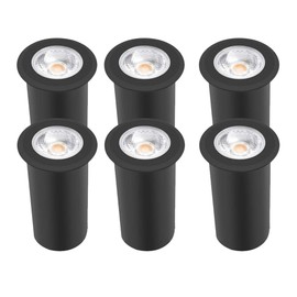 RNEHON 5W In-Ground Well Light,Voltage 12-24V, In-Ground Lighting, Low Voltage Landscape Pathway Lights, IP67 Waterproof, Aluminum, 3000K Outdoor Lighting for Yard,Lawn,Garden,Patio,Black Pack of 6