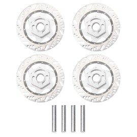 4Pack ShareGoo Metal 12mm Hex Hub Wheel Rim Tires Brake Disc Compatible with Traxxas Tamiya HSP HPI Redcat Racing 1/10 RC On-Road Car (Silver)