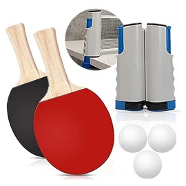 Table Tennis Suit With Retractable Net Frame, Indoor And Outdoor Instant Table Tennis Games Portable Travel Table Tennis Suit Can Be Expanded (2 Rackets And 3 Balls)