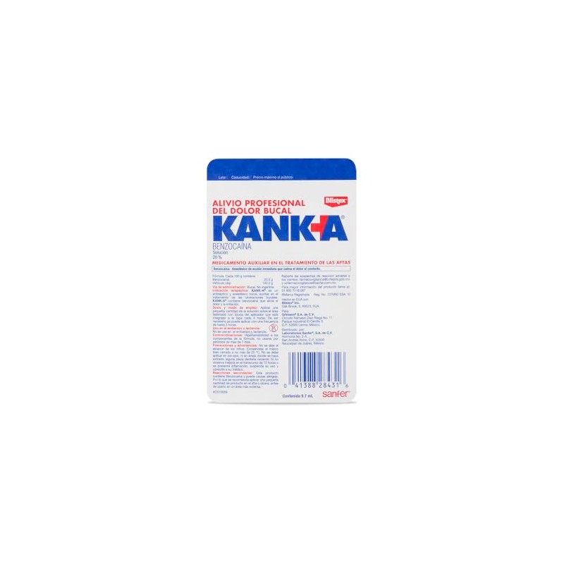 Kank-A Solución Bucal Aftas Benzocaína 20% Aplicador 9.7ml