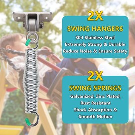 Butizone Porch Swing Hanging Kit, 304 Stainless Steel Swing Hangers and Galvanized Springs for Ceiling Mount Porch Swings and Hammock Chairs, 700 Lbs. Capacity, Set of 2