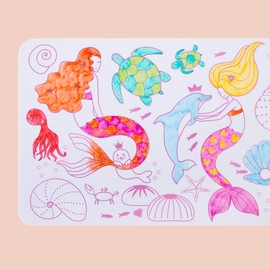 SUPER PETIT - Educational Game - 2 in 1 Mermaid Colouring - Reversible - Comes with 4 erasable Felt tip pens - Easy to Clean - Reusable - Anti-Bacterial - from 3 Years Old - 30 x 20 cm