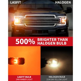 LASFIT 4257 4257NA LED Bulb Built In Resistor Front Turn Signal Light for Ford Maverick Accessories XL XLT Lariat Ford F-150 F-250/F-350/F-450 Super Duty CANBUS Error Free Amber Parking Light(2pcs)