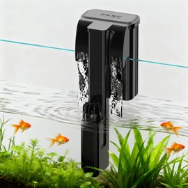 FKSC Hang On Back Aquarium Filter Up 10 Gallons Fish Tanks, 2-Stage Multi-Stage Filtration with Surface Skimmer, Ultra Quiet HOB Power Waterfall Filter for Freshwater