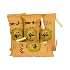 pandoo Bamboo Air Freshener Natural with Activated Carbon | Air Purifier, Dehumidifier Room Freshener & Odour Remover for Shoes, Car, Drawers, Home and Suitcase (4 x 75 g Each)