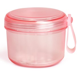 Uouovo Leak Proof Denture Bath Cup Large Denture case Retainer Cleaning Box for Travel, Complete Clean Care for Dentures,Denture Holder for Soaking (transparent pink)