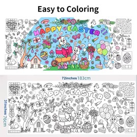 Comelodiant Easter Giant Coloring Poster Paper Table Runner 30 * 72inch Coloring Tablecloth for Kids Arts and Crafts Activities Easter Party Decorations Supplies Wall Decor