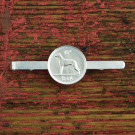 Luxury Handmade Fine Pewter Irish Six Pence Tie Clip with Hound, by William Sturt Fine Pewter