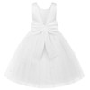 Uhnice Flower Girl Dress Satin V-Back Ball Gown for Wedding