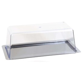 APS Serviertablett mit Haube – Premium Königskuchenplatte Made in Germany - langlebig, stapelbar und aus rostfreiem Edelstahl hergestellt, nicht spülmaschinenfest