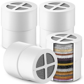 HappyAlley 4 Pack Replacement Filter Cartridge Compatible with JOLIE Filtered Shower Head, 15 Stage Shower Filter Removes Heavy Metals & Chlorine to Enhance Water Quality for Healthier Skin and Hair
