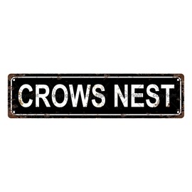 CROWS NEST Animal Vintage Metal Tin Sign, Street Sign, Home Decor, Room Decor, Wall Decor, Bathroom Decor, Bar Decor, Cafe Decor, Garage Decor, 16 x 4 Inch