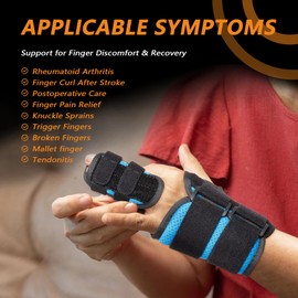 VIGORFIT 2 Finger Splint for Trigger Finger, Broken Fingers, Knuckle Sprains - Double Finger Support for Index, Middle, Ring Finger, Unisex Sizes, Left Hand, M