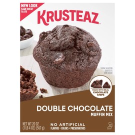 Krusteaz Muffin Mix, Double Chocolate Muffin Mix, Made with Real Chocolate Chips & No Artificial Flavors, Colors or Preservatives, 20 Ounce Box (Pack of 12)