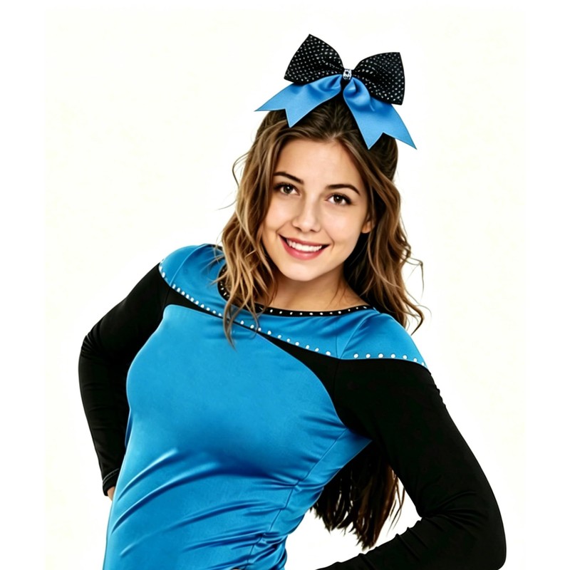 8 Inch Cheer Bows with Rhinestones, 2 Color Boutique Scrunchies,