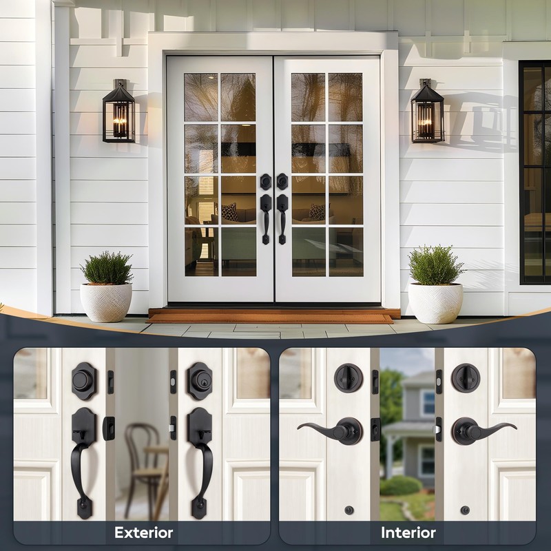 Gaurqiah Double Front Door Handleset with Deadbolt – Oil-Rubbed Bronze
